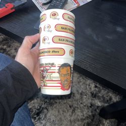 1982 RARE Nu-Maid cups Freddie Soloman San Francisco 49ers SB XVI