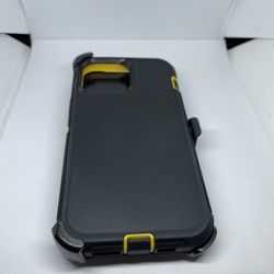 For iPhone 13 Pro Max Yellow / Black Case With Belt Clip Case Holster 