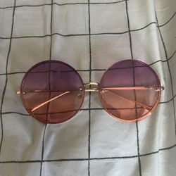 Women's Oversize Indie Gradient Flat Lens Round Sunglasses