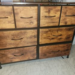Jojoka 8-Drawer Dresser Chest of Drawers for Bedroom, Fabric Storage Organizer With Wood Top, Side Pockets &