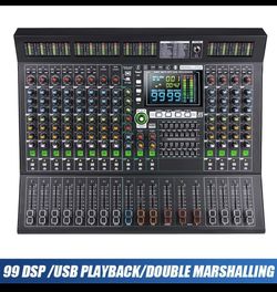 Professional Audio mixer 14 Channel with DBU led levels in each channel with 99DSP effects,recording