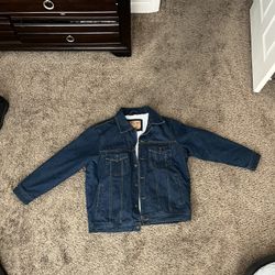 Oscar Jeans Dark Denim Jean Jacket  Sherpa vintage  Size large 