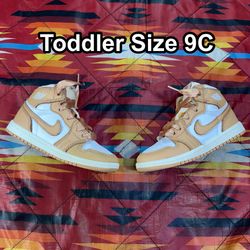 Nike Air Jordan 1 Retro High OG Shoes Toddler Sz 9C Praline FN6623-201 Beige