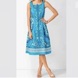 Talbots RSVP Blue Paisley Dress - Size 6