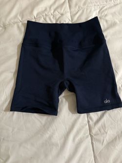 Alo Yoga Navy Ribbed Bike Shorts