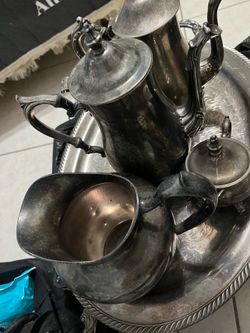 Tea and Coffee pots and tray total of 5 pcs