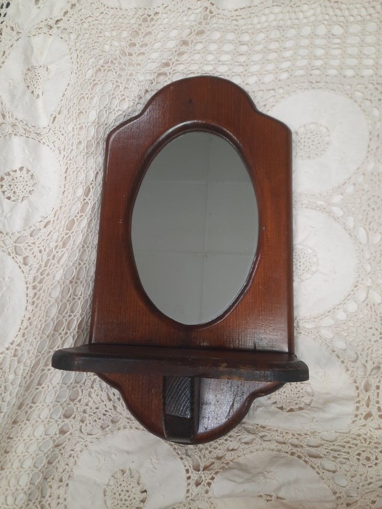 Wood Shelf With Mirror
