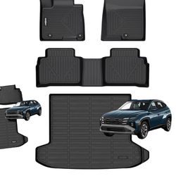 GINOWY-Floor Mats & Cargo Liner for Hyundai Tucson 2022-2025 2026 (Not for Hybrid) TPE All Weather 2024 Tucson Car Mats, Non-Slip Trunk Mat Waterproof