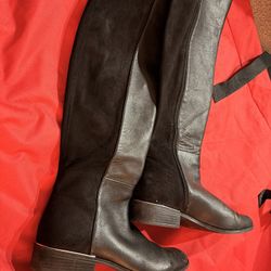 Alfani Black Knee-High Boots – Leather & Suede – Size 10