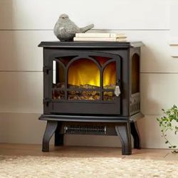 Kingham 400 sq. ft. Panoramic Infrared Electric Stove in Black with Electronic Thermostat

