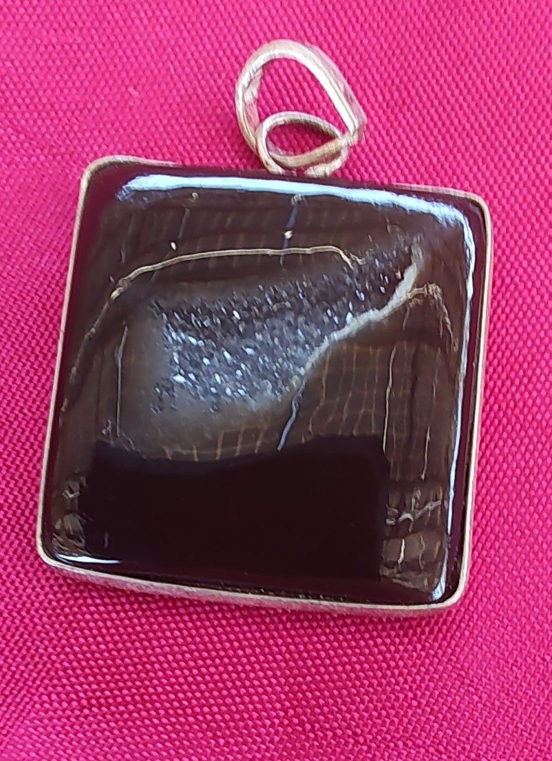 Beautiful Square Smokey Quartz Druzy Cabochon Set In A Sterling Silver Bezel With A Sterling Silver Bale