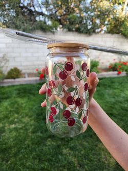 Cherries 🍒 Glass Cup 16oz 