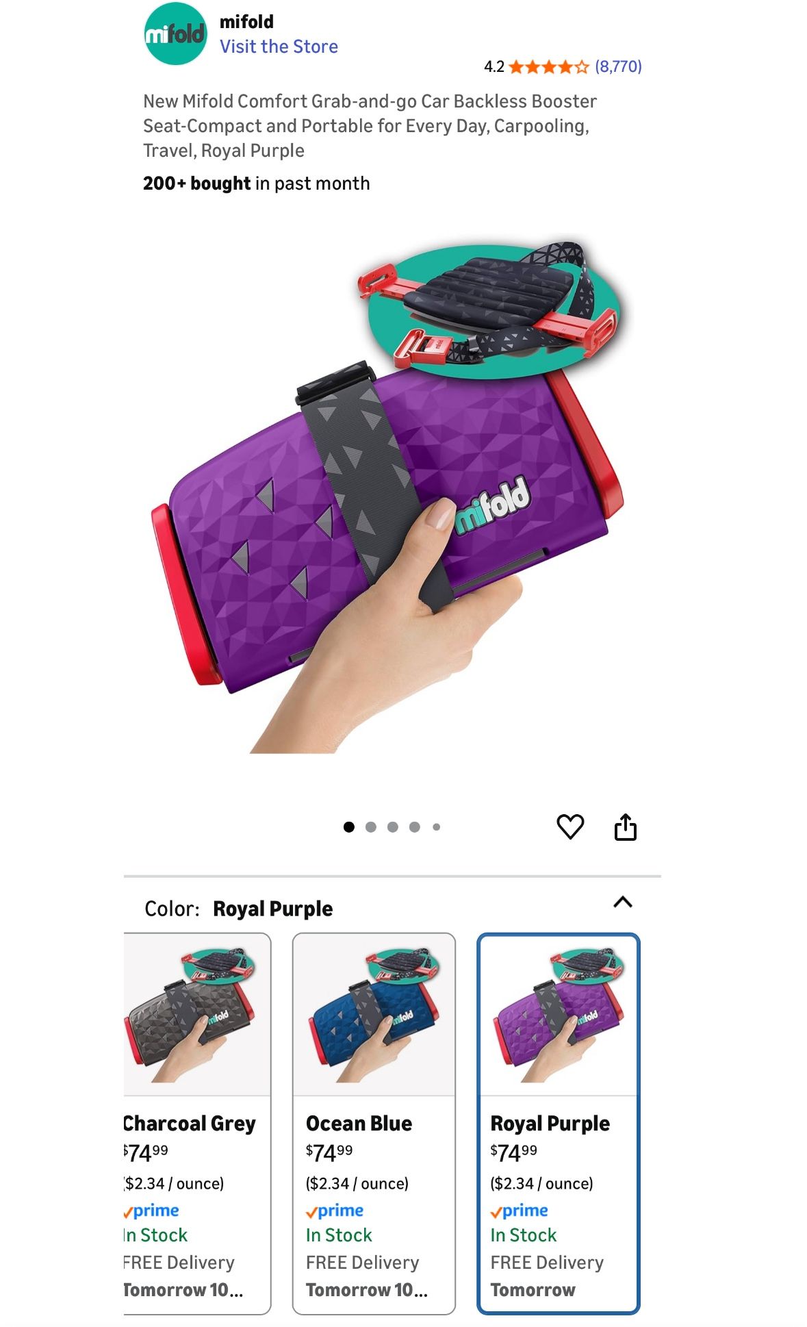 Children’s Portable Mi-fold Car seat Booster (like-new condition)