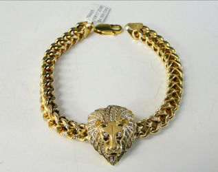 10K FRANCO STYLE LION HEAD BRACELET ON SALE AT HALF PRICE!