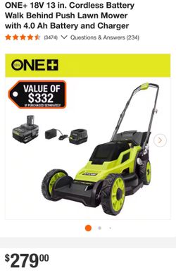 Ryobi cordless battery lawn mower