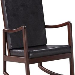 Faux Leather Upholstered Rocking Chair in Dark Brown and Espresso - ASSEMBLED