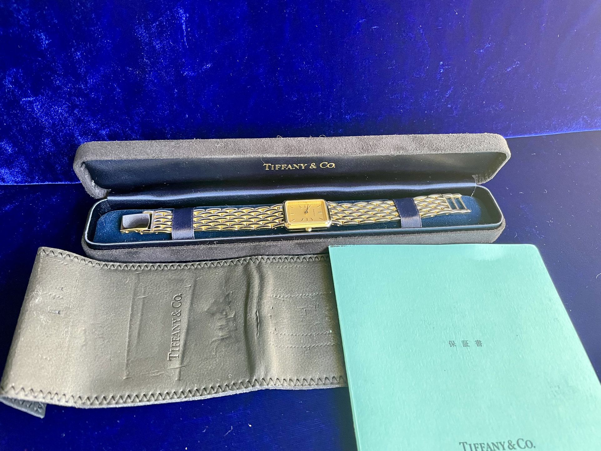 Tiffany & Co. 18K Gold Plated Portfolio Swiss Stainless Steel Wrist Watch Unisex