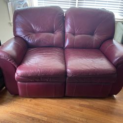 Two seat leather recliner