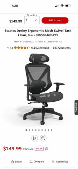 Staples Dexley Ergonomic Mesh Office Chair – Black