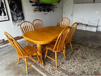 Dining room table and chairs.