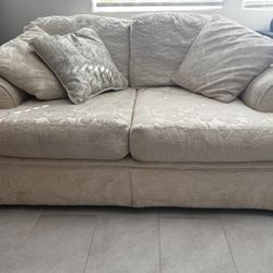 Beige Two Seater Loveseat / Sofa