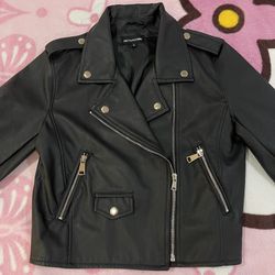 Prettylittlething Black Faux Leather Jacket - Size: 6 