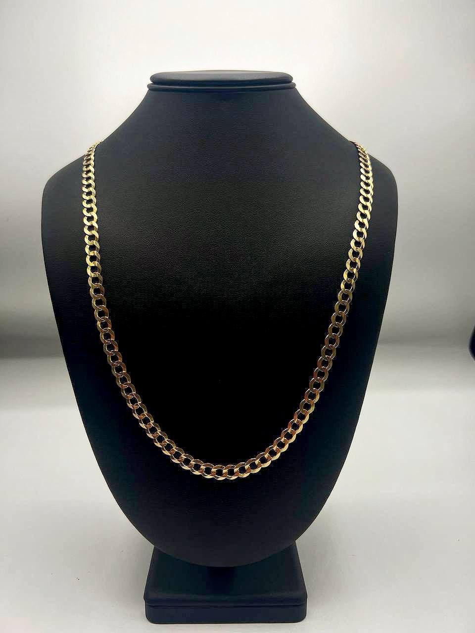 14k yellow gold necklace chain curb 26.5" bracelet 7mm wide