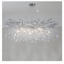 47" Silver Chandelier, 18-Light Modern Crystal Tree Branch Chandelier RETAIL $600