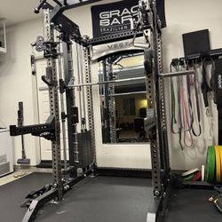PRO SERIES Ultimate 3-1 Half Rack Functional Trainer w/Smith Machine Bar | 400lb Stack | Gym Equipment | Fitness | Commercial | Squat Rack 