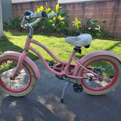 Pink Electra Kids Beach Cruiser Bicycle – 16" Tires, Hibiscus Flower Design, Great Condition!