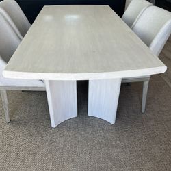 Joss & Main Olie Solid Wood Base White Dining Table 