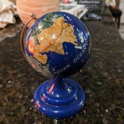 Mini World Globe With Semi Precious Stones 