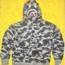 BAPE Camo Shark Full Zip Hoodie Size L