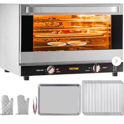 Commercial Convection Oven 60 Qt. Half-Size Conventional Oven 1800 W 4-Tier Toaster Electric Silver Baking Oven, 120 V