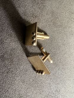Swank Gold-Tone Square Cufflinks with Dot Detail