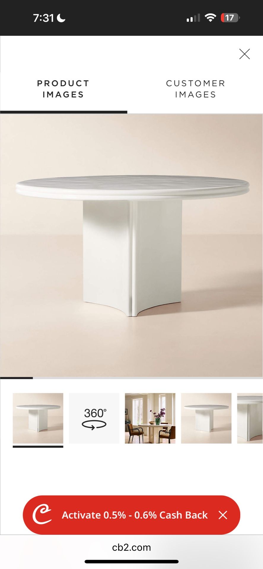 CB2 Round Dining Room Wooden Table