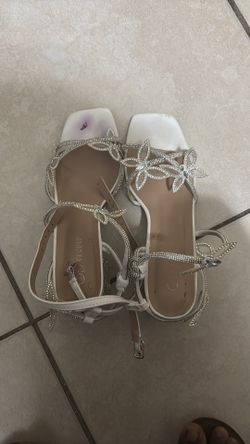 Silver butterfly high heels