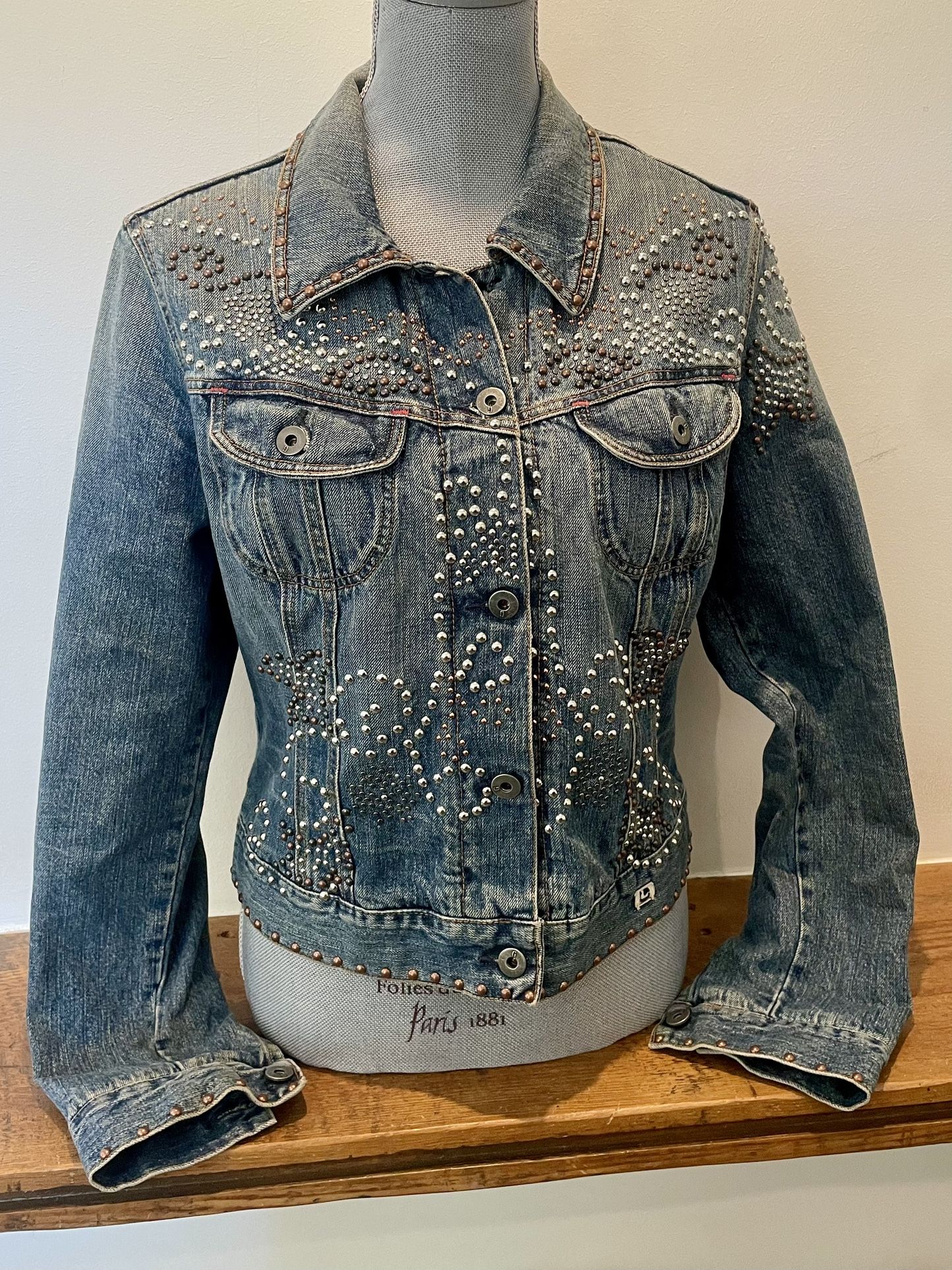 G Brand Vintage Groovy Studded Denim Jacket