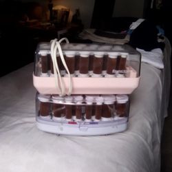 Vintage 2 Sets of Hot Rollers Curlers,Velvet Flocked.