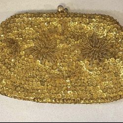 Vintage Gold Sequin Clutch Bag Purse