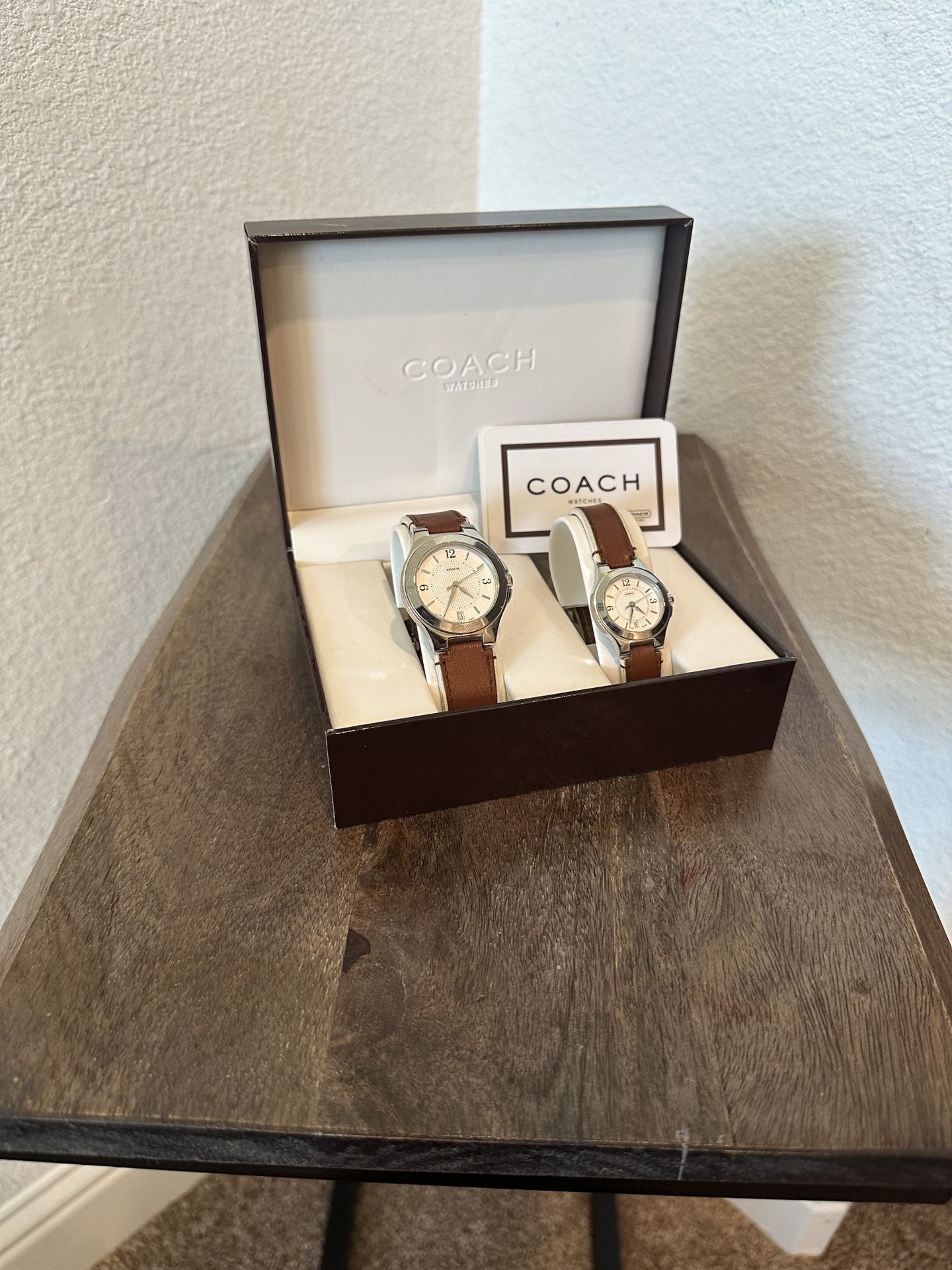 Coach Classic Couple SET Watches Coach Silver Case Brown Leather