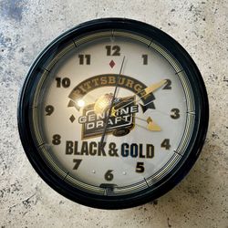 Pittsburgh Black & Gold Clock - Miller Genuine Draft