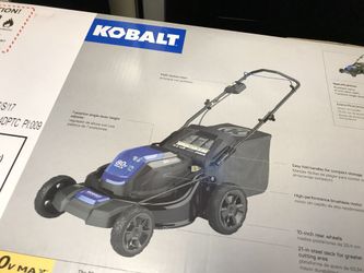 Black and blue push mower