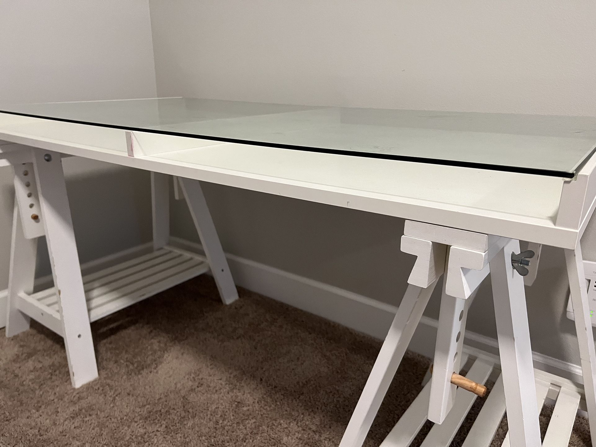 IKEA White Desk w/ Glass Top
