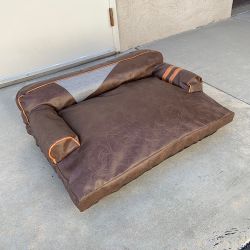 New $45 Brown Color 30” Medium Size Dog Sofa Bed with Backrest Faux Leather Pet Couch