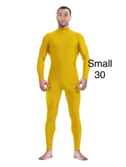 Adult Body Suit Unitard Costume Yellow Small Halloween  / Traje de Cuerpo Amarillo Adulto Chico 