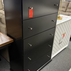 5 Drawers Black Dresser 