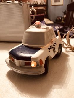 Vintage Chalkware Police Car Lamp
