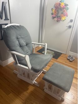 Grey Rocking Chair with Ottoman