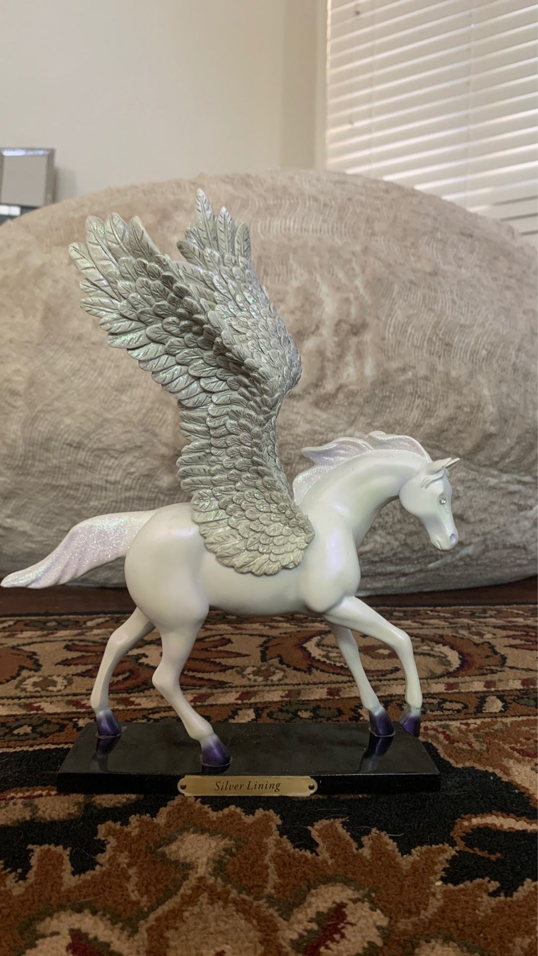 White Pegasus horse statue